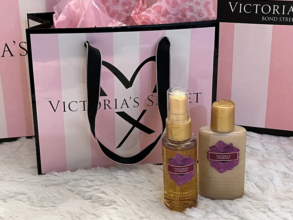 NEW Vtg Victoria’s Secret COCONUT PASSION Body Mist/Lotion Travel SET 2 Original