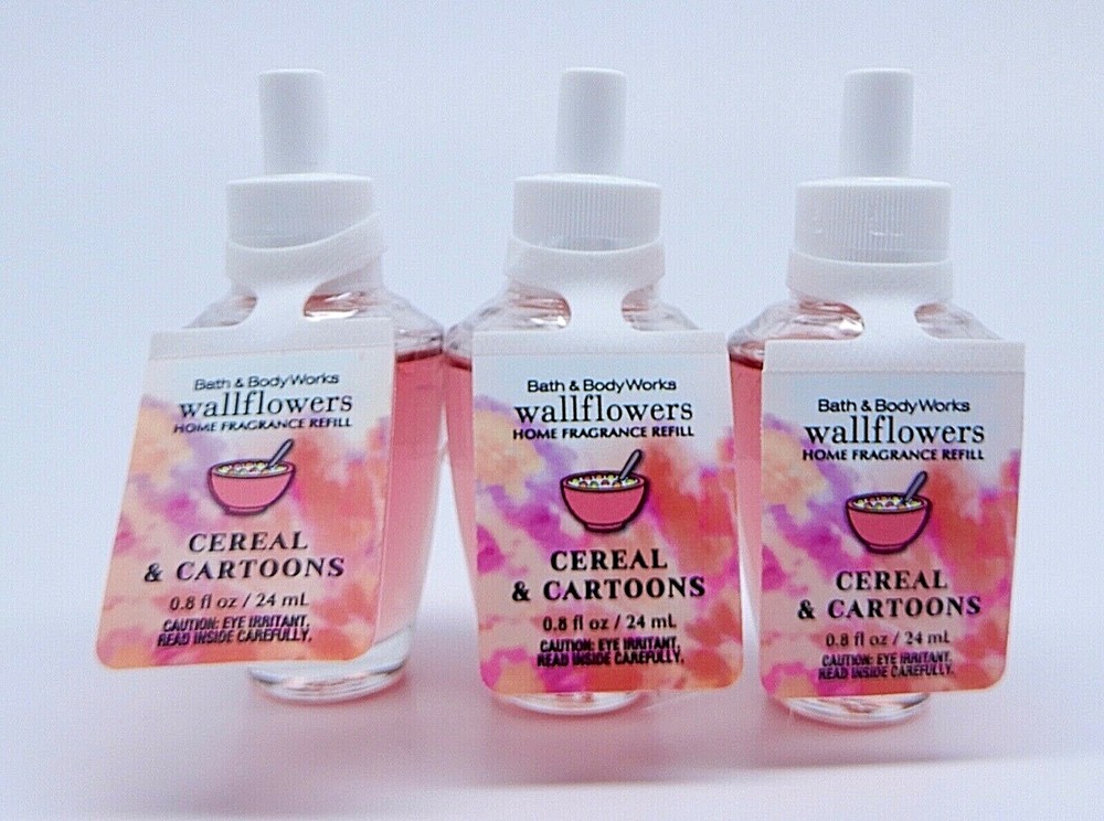 3 BATH BODY & WORKS WALLFLOWERS CEREAL & CARTOONS HOME FRAGRANCE REFILL 0.8 oz