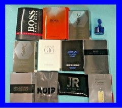 MEN`S COLOGNE SAMPLES Cartier Noir JR Hugo Boss ARMANI Gio Polo (6pc RANDOM LOT)