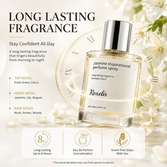 Long Lasting Jasmine Perfume for Women Fresh Floral Eau De Parfum Spray 50ML