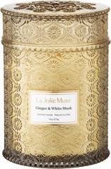 Ginger & White Musk Candle | Ginger, Lemongrass & Musk | 19 Oz Wooden Wick | Nat