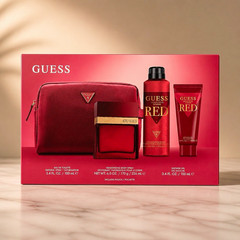 GUESS Seductive Homme Red 3 Piece Gift Set 3.4 oz EDT Body Spray Shower Gel New