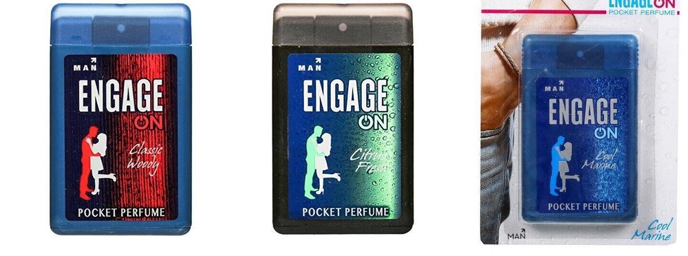 Engage Men’s Pocket spray , 18ml Cool Marine,Citrus Fresh,Classic Woody SET 3
