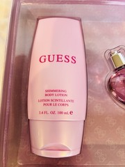 GUESS 4 pc Gift Set Shimmering Body Lotion 2 Perfumes with Body Wash