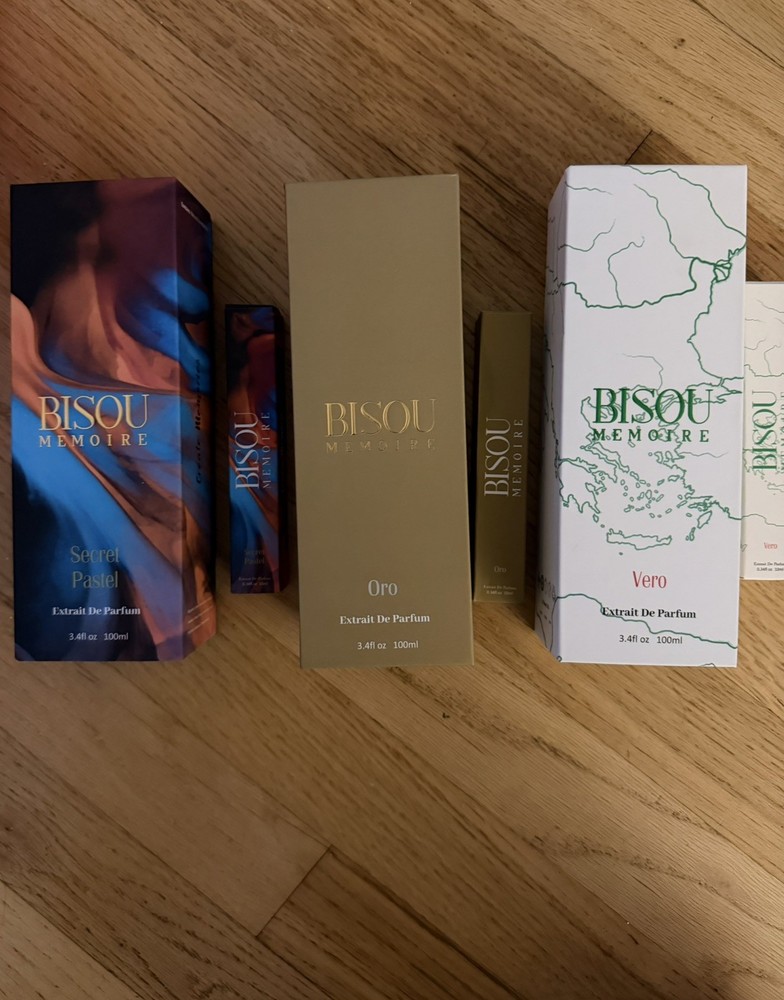 Gift bundle Bisou Memoire Oro, Secret Pastel, & Vero in 3.4 fl oz & 0.34fl oz