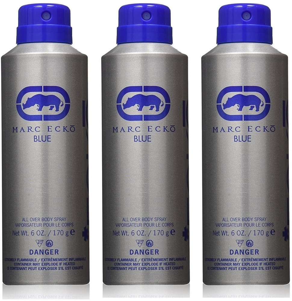 *PACK OF 3* Marc Ecko BLUE for Men 6 oz 170 g ALL OVER BODY SPRAY NEW IN CAN