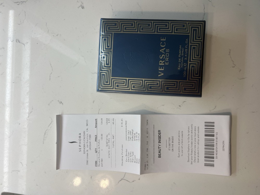 Versace Eros Eau de Parfum Spray Regular Size 100 mL 3.4 US fl. oz. Natural