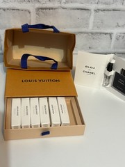Louis Vuitton Fragrance Sample Set 6 pcs w/ Box, bag , 1 Bleu de Chanel Sample