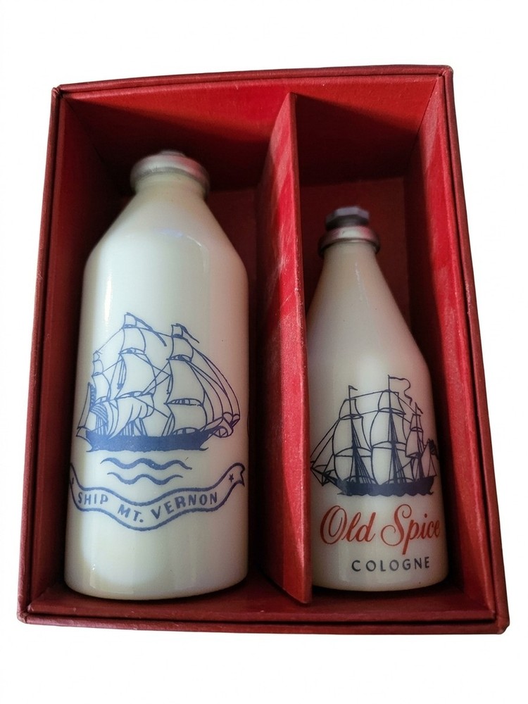 OLD Spice Gift Set 381 1950s Vintage Cologne Talcum Powder