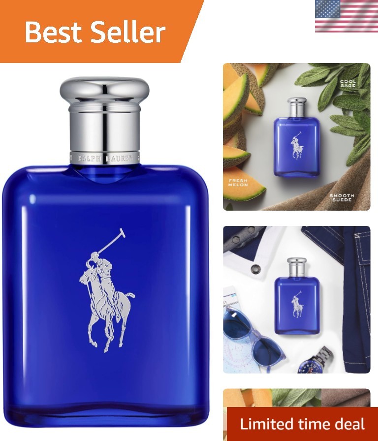 Aquatic Polo Blue Eau de Toilette for Men – Citrus & Sage Fragrance 4.2 Fl Oz
