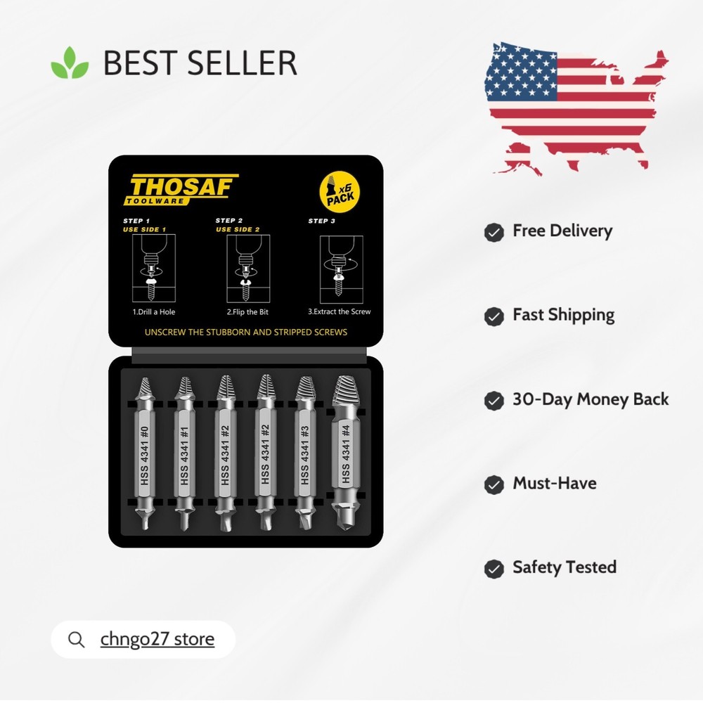 Hand-Powered Screw Extractor Kit – Effortless Removal of Damaged Screws