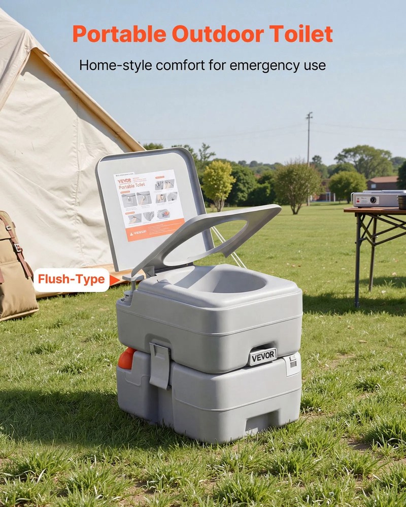 Portable Toilet, 5.3 Gallon Detachable Waste Tank, 120 Flushes, Camping Toilet