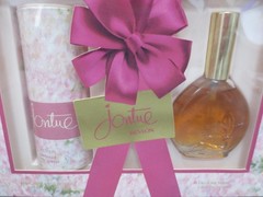 REVLON JONTUE PERFUMED BODY POWDER 2.5 OZ & COLOGNE SPRAY 1 OZ GIFT SET BOXED