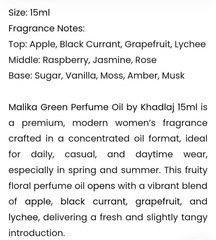 KHADLAJ Malika Green Concentrated Perfume Oil, 15 ml / 0.67 oz
