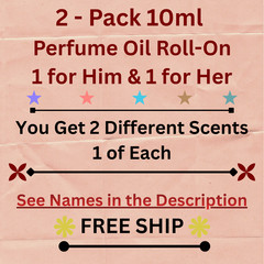 2 Pack 10ML His & Hers 1 Each Perfume Premium Body Oil Roll Bundle #135
