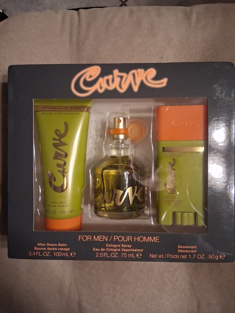 Curve Cologne 3 Piece Gift Set for Men Deodorant, Aftershave Balm, And Cologne