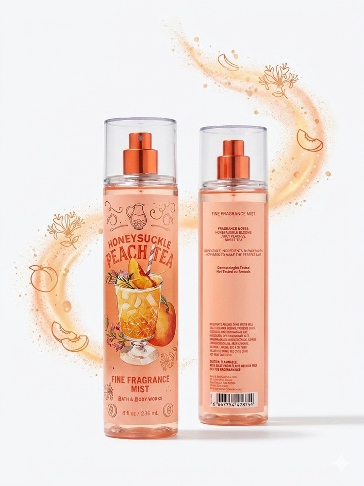 Bath And Body Works Honeysuckle Peach Tea Fine Fragrance Mist 8oz New Full Size