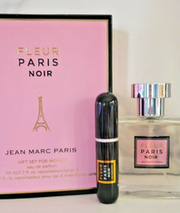 Fleur Paris Noir EDP Perfume Jean Marc 1.7oz AND Purse Spray .15oz Gift Set NIB