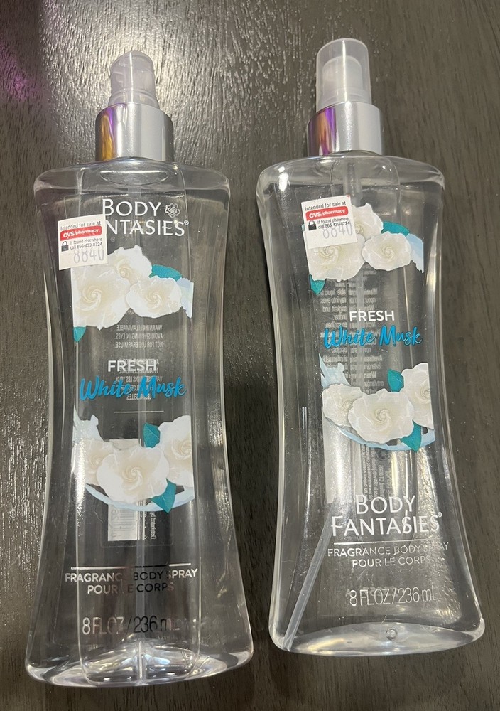2 PACK Body Fantasies Signature Body Spray, Fresh White Musk 8 oz *NEW*