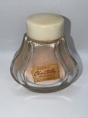Vintage HOUBIGANT CHANTILLY Scented Body Powder Sachet Glass Jar 1/2 Full