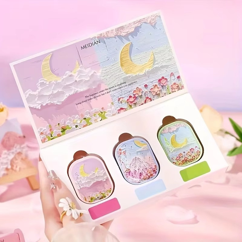 New 3Pcs Solid Perfume Balm Gift Set Portable Long Lasting Floral Women Perfume