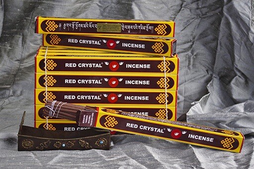 Red Crystal Incense, Tibetan Origin PLUS + FREE SAMPLER of 2 – 3″ sticks of TPMI