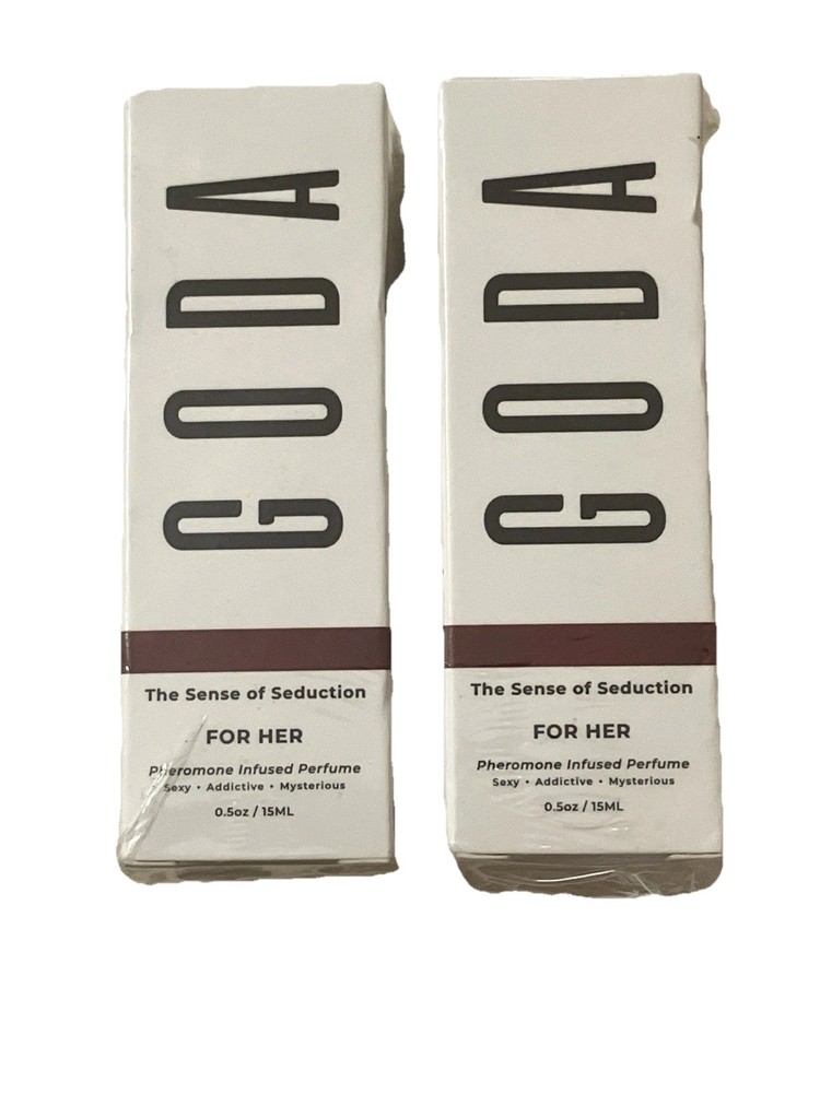 2x SEALED Goda For Her Pheromone Infused Perfume 0.5 fl oz 15ml ea Vegan Jasmine