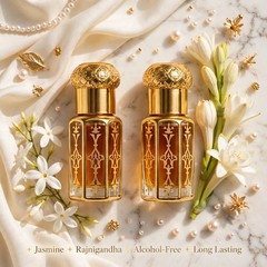 Jasmine & Rajnigandha Attar Perfume Oil Set 2x11ml Alcohol-Free Floral Unisex