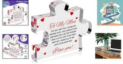 To My Man Engraved Acrylic Puzzle Gift for Husband, Fiance, Boyfriend, 3.35×3…