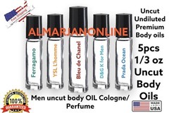 5x pcs 1/3 Oz Compare Cologne Body Oil Fragrance for Men Pure Uncut Body Oil
