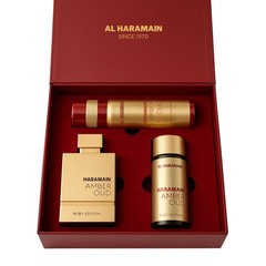 Amber Oud – Ruby Edition by Al Haramain for Unisex Adult – 3 Pc Gift Set 2.5o…
