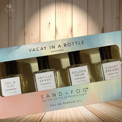 SAND+FOG Vacay in a Bottle Eau de Parfum Oil Roller Gift Set 4 Scents 0.33 fl oz