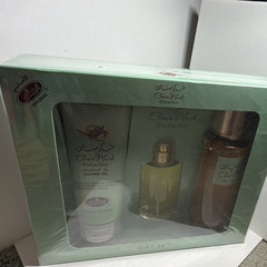 Al-Rehab Choco Musk Pistachio Gift Set: EDP Spray 50 mL + Gel 200 + Mist 250