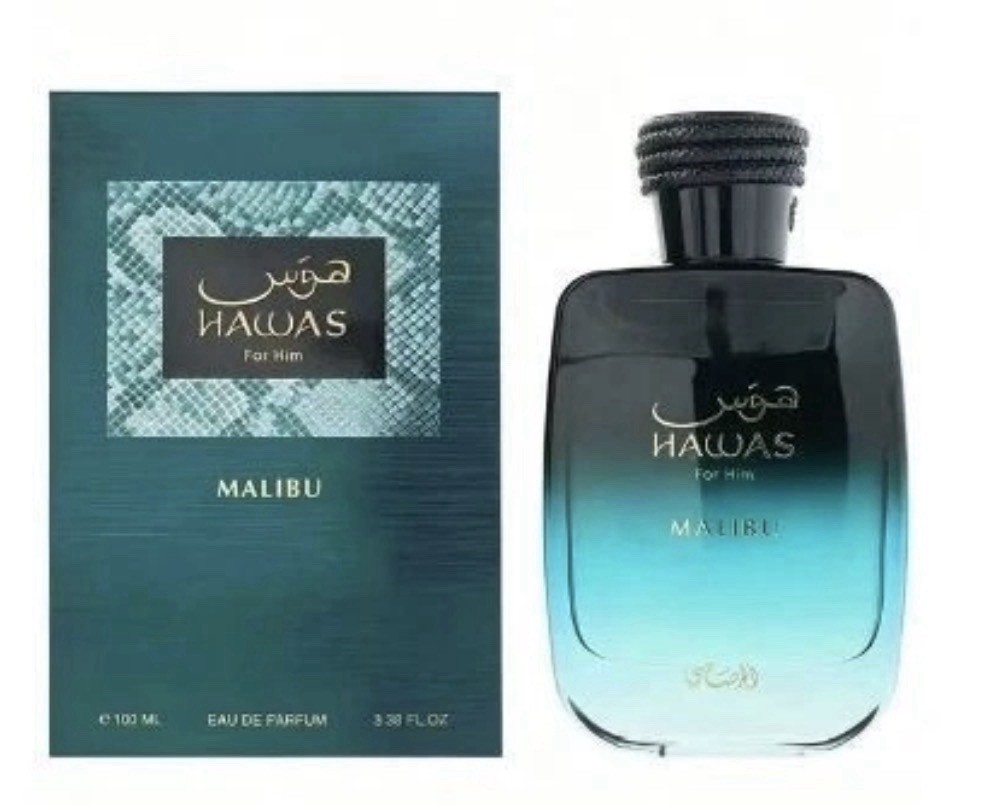 Rasasi Hawas Malibu EDP 100ml 3.4oz Men Tropical Citrus Summer Fragrance Cologne