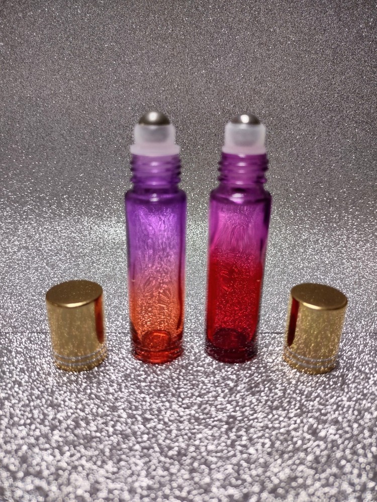 2 Colored, 10 ml Perfume Oils, Roll On Bottles, Metal Roller