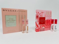 12p. 6 Bvlgari Rose Goldeau Blossom Delight .05oz & 6 Omnia Coral .05 New W Card
