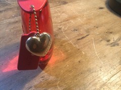 Coach LOVE Red Perfume Bottle Spray with Gold Heart Charm and Tag 3oz New