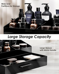 Men’s Cologne Organizer with Drawer – Acrylic Perfume & Skincare Holder