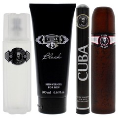 Cuba Black Men 4 Pc Gift Set 3.3oz EDT Spray, 1.7oz 1 Count (Pack of 1)