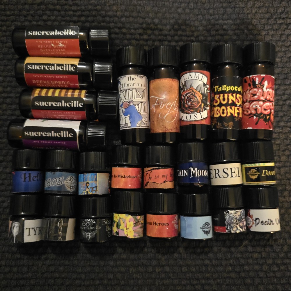 Sucreabeille Indie Perfume Lot Of 17 Assorted Sizes & Scents GOT, Firefly, Etc.