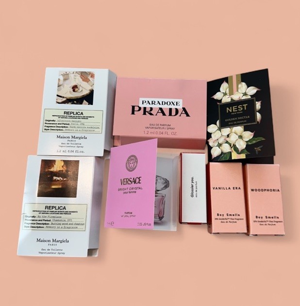 NEW Fragrance Sample Lot Women Prada Versace Glossier Boy Smells Replica Nest