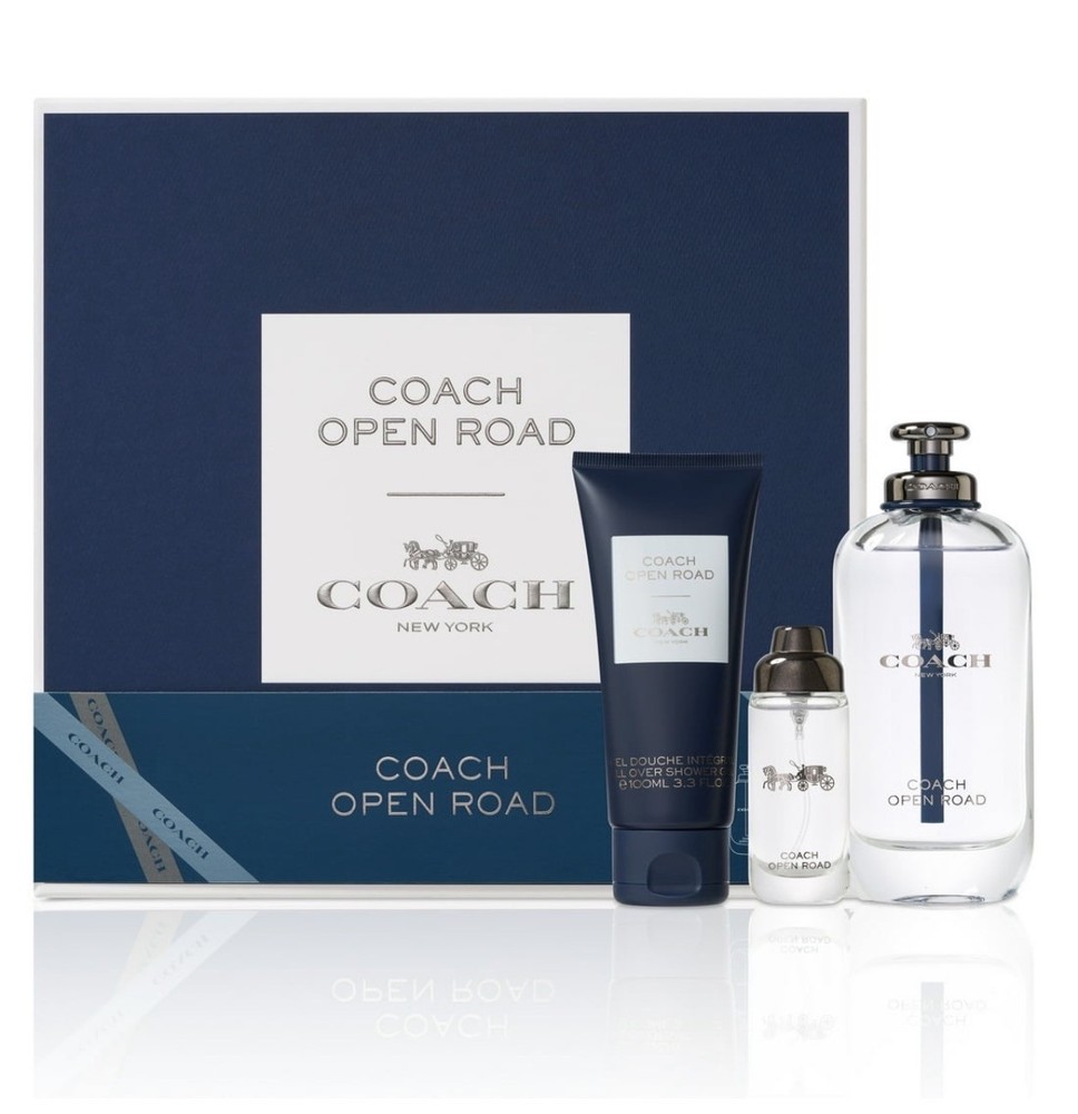 Coach Open Road for Men 3pc set 3.3oz EDT + .5oz Travel Spray + 3.3oz Shower Gel