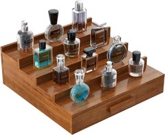 Walnut Wood Cologne Organizer Men 3 Tier Cologne Stand,Wooden Cologne Holder