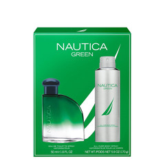 Nautica Color Green Giftset 1.7 fl oz EDT + 6 oz Deodorizing Body, Woody Fougere
