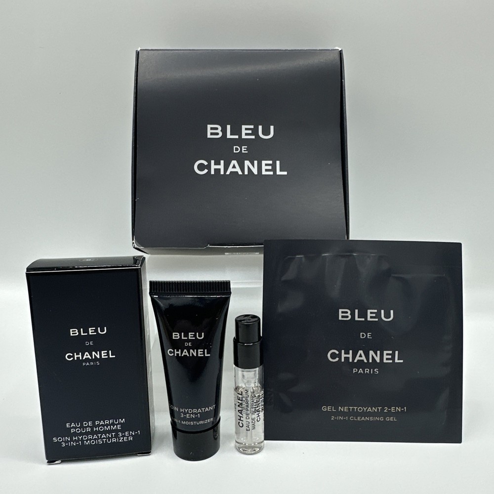 Bleu De Chanel Ritual Set – Cleansing Gel/Moisturizer/Eau De Parfum – Sample Set