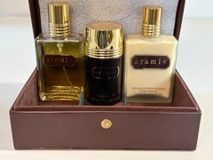 Vintage Aramis Faux Leather Box With 3-Piece Gift Set New Old Set