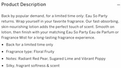Victoria’s Secret EAU SO PARTY Fragrance Lotion and VS Throw Blanket