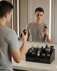 Men’s Cologne Organizer with Drawer – Acrylic Perfume & Skincare Holder