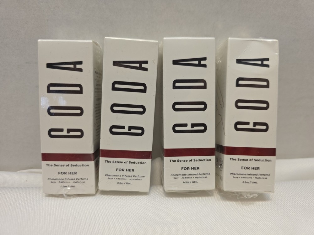 4 NEW GODA For Her Pheromone Infused Perfume 0.5 fl oz Jasmine Peony Rose Lot
