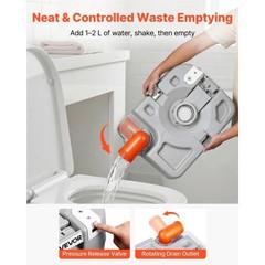 Portable Toilet, 7.9 Gallon Detachable Waste Tank, 200 Flushes, Camping Toilet f